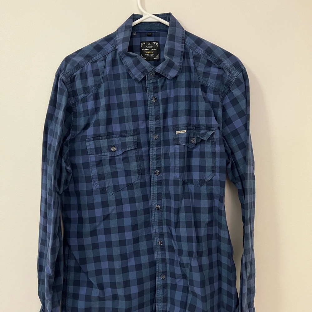 Point Zero Navy Plaid Men's Shirt